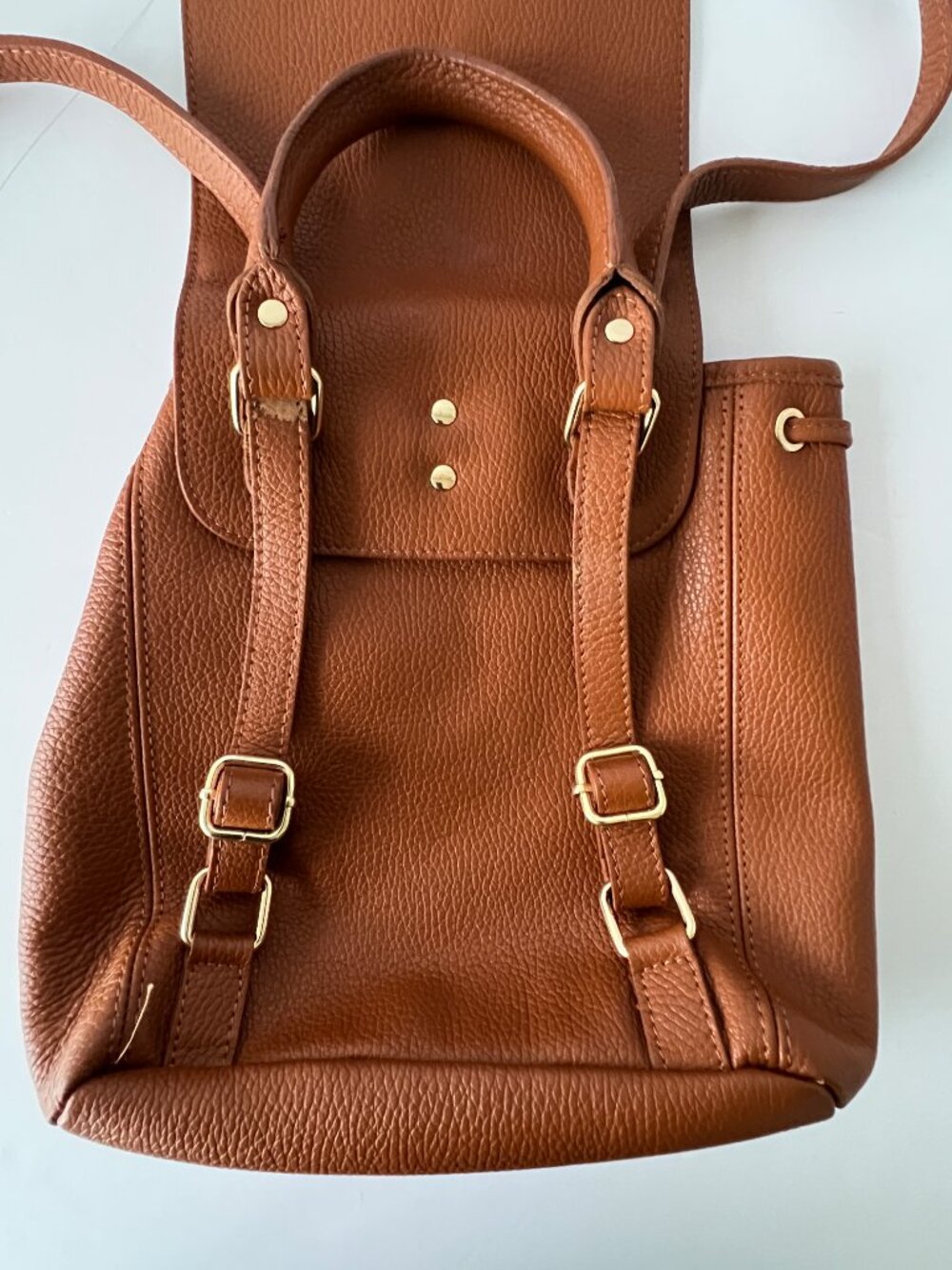 Italian Backpack Style or Crossbody Bag, Brown Leather with Top Handle - Picture 7 of 16